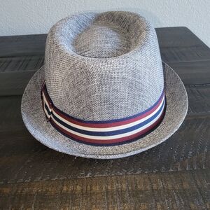 Gray Fedora Hat with Striped Band-Milani
